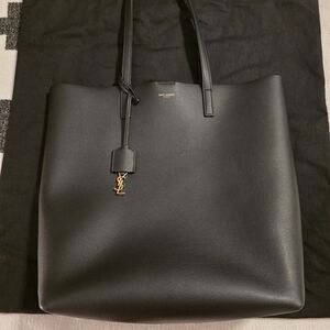 Saint Laurent Black Leather Tote Bag
